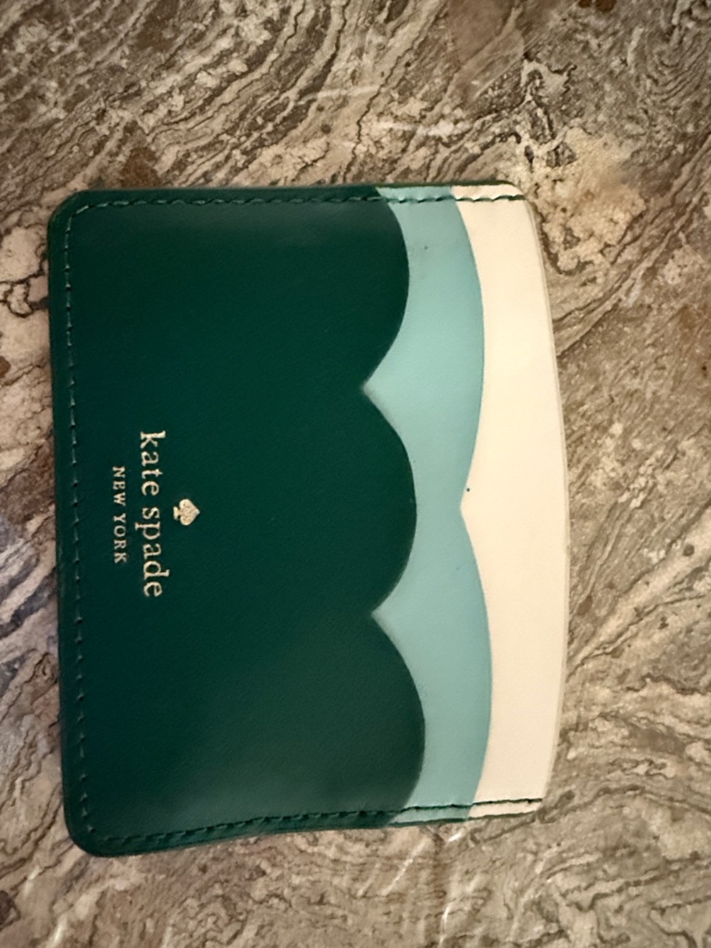 kate spade Green, Mint & White Scallop Card Wallet